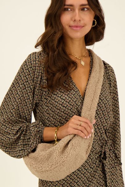 Sac à bandoulière teddy taupe