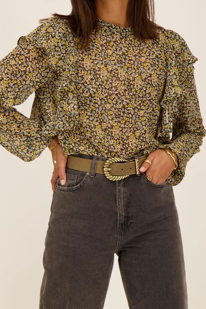 Ceinture western taupe avec boucle dorée