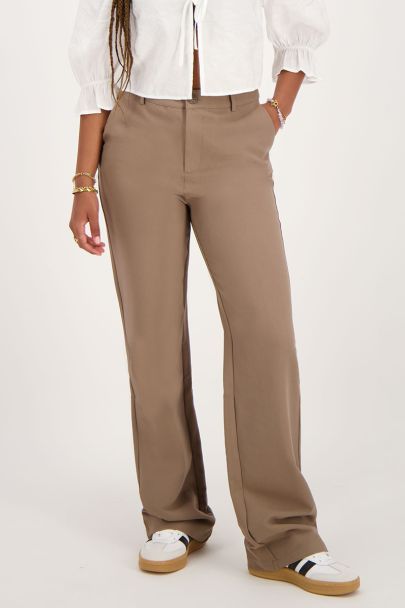 Taupe pantalon wijdvallend