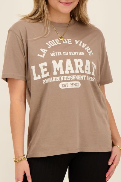 Taupefarbenes T-Shirt Le marais