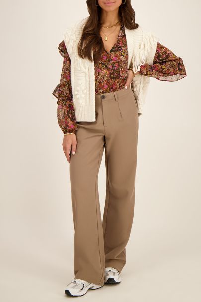 Taupe pantalon wijdvallend