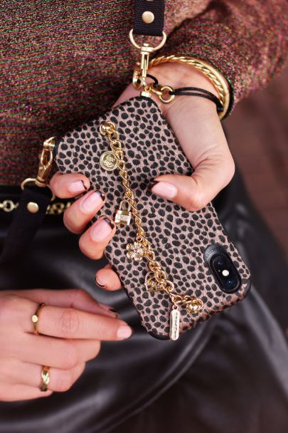 Brown phone case with chain