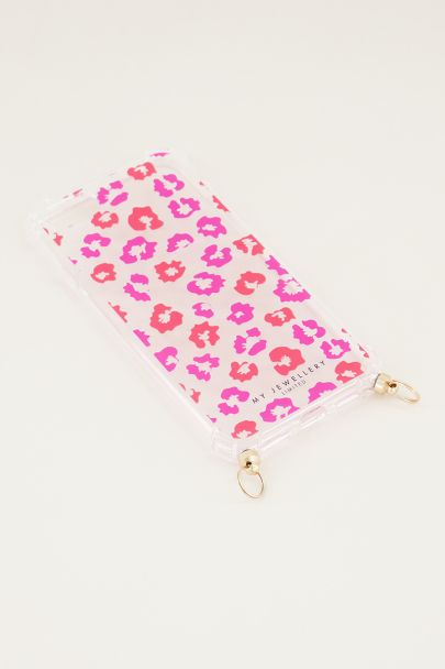 Red and pink print phone case, phone case with cord My Jewellery
