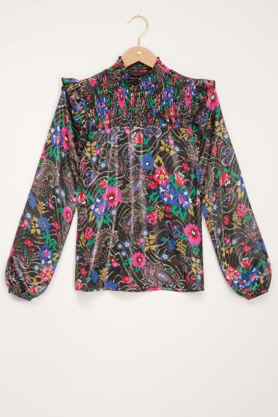 Top met bloemenprint & glans