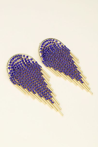 Universe statement earrings with blue rhinestone