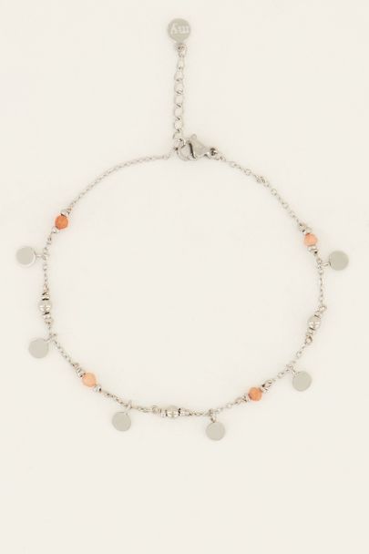 Vintage-Armband mit orangefarbenen Perlen und Münzen