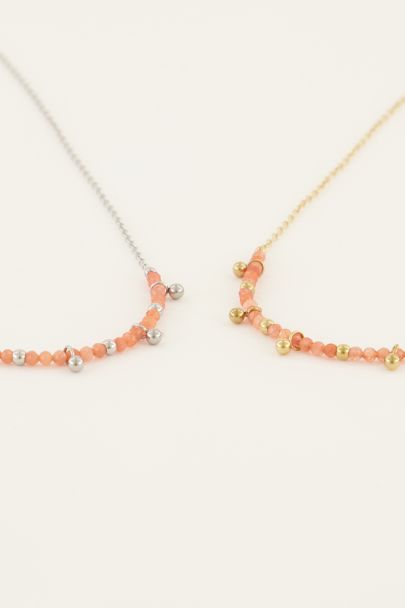Vintage ketting met oranje kralen & bolletjes