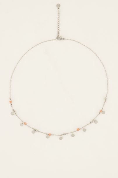Vintage-Halskette mit orangefarbenen Perlen und Münzen
