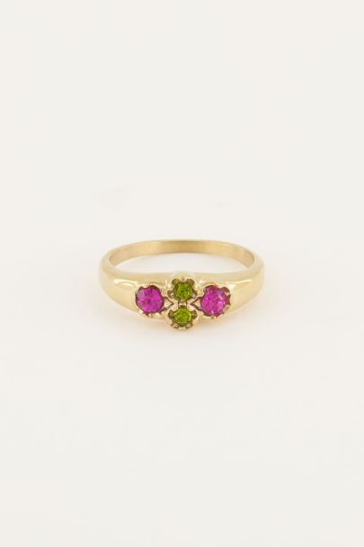 Vintage-Cluster-Ring mit grünen Kristallsteinen