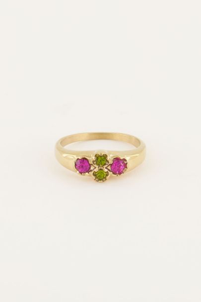 Vintage cluster ring groen kristal