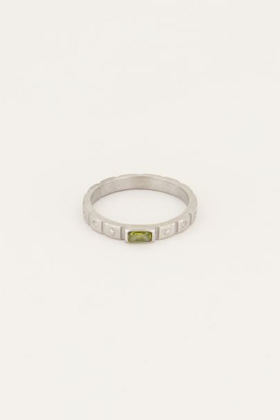 Vintage ring groene rechthoek