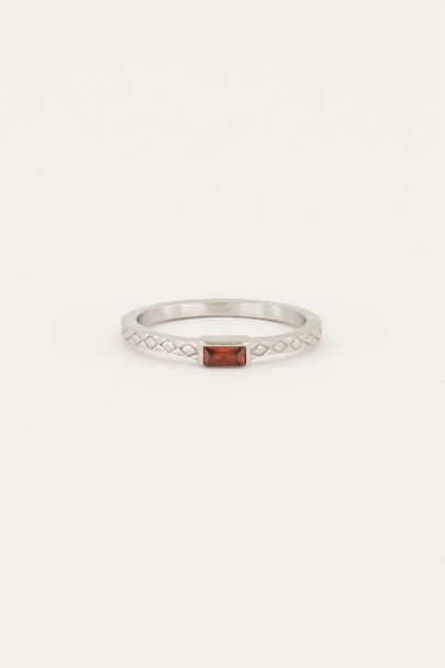 Bague vintage rectangulaire rouge