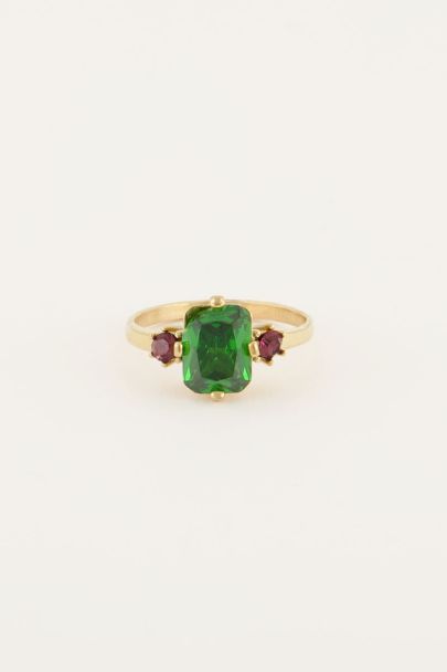 Vintage statement ring groen kristal