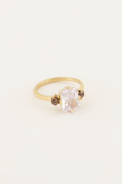 Vintage statement ring transparant kristal