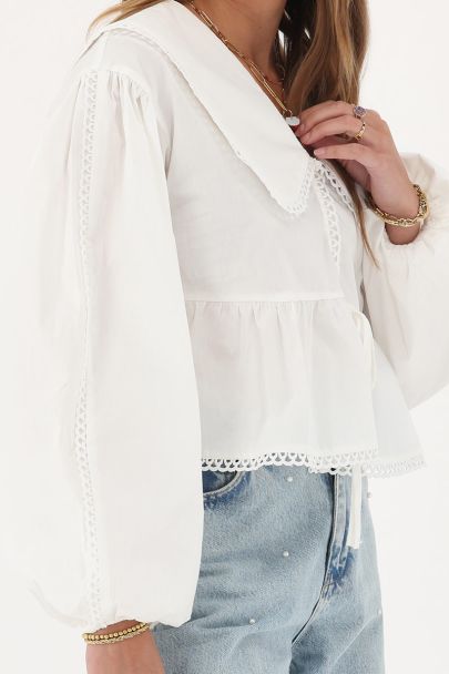 Witte blouse met peplum & strik