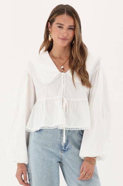 Witte blouse met peplum & strik
