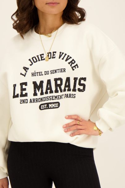 Sweat à capuche blanc "La joie de vivre"
