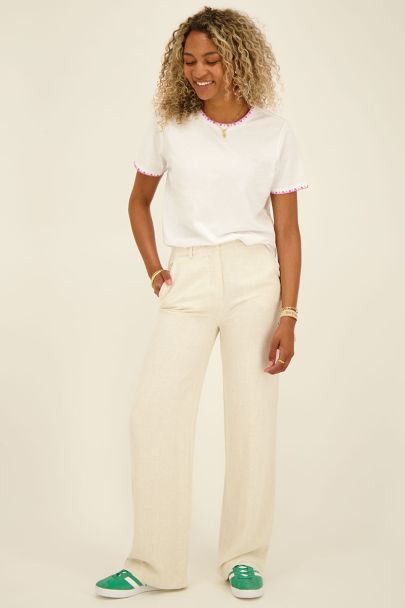 White linen-look trousers