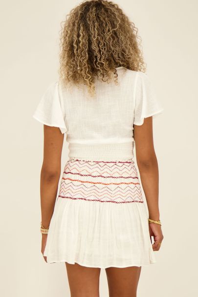 White skirt with multicoloured jacquard