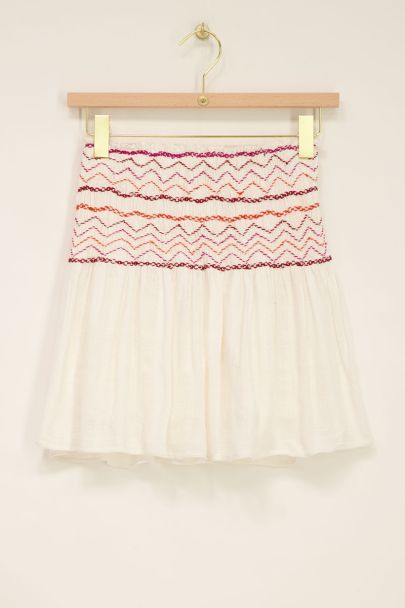 White skirt with multicoloured jacquard