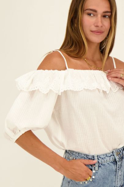White off-shoulder top with embroidery