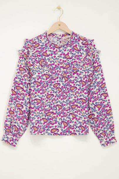 White paisley print top