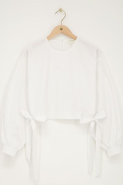 White poplin blouse with bows
