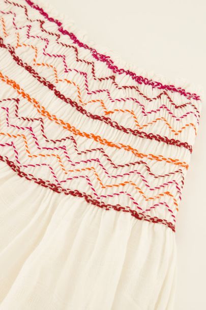 White skirt with multicoloured jacquard