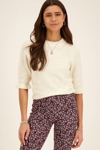 Pull blanc à manches courtes