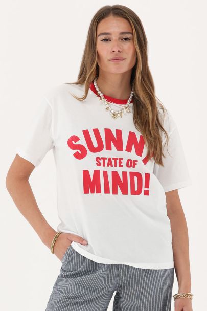 Wit T-shirt "Sunny state of mind"