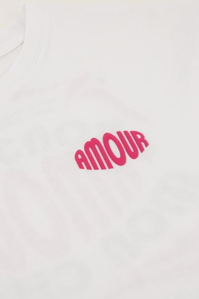 Wit T-shirt ''Bonjour amour''