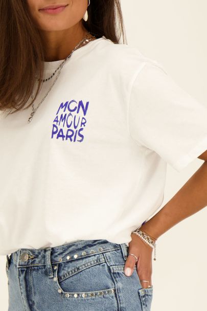 Wit T-shirt Mon Amour Paris