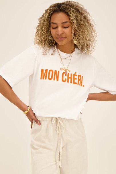 Weißes T-Shirt "Mon Chéri"