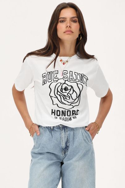 Wit T-shirt "Rue Saint Honore"