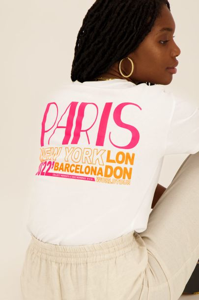 White t-shirt with 'world tour' back print