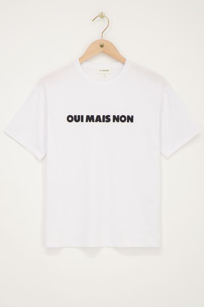 Weißes T-Shirt mit schwarzem ''Oui mais non''
