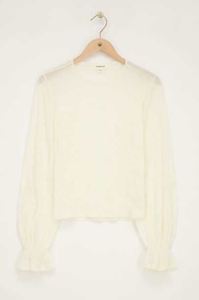 Top blanc texturé avec manchette