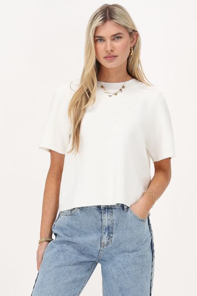 Witte top met korte mouwen & strikjes