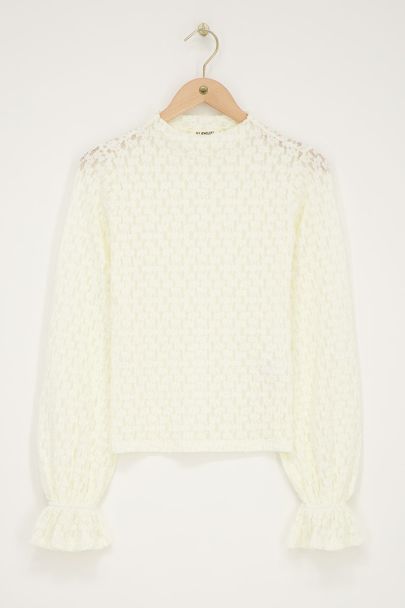 Weißes Spitzenoberteil mit Manschette