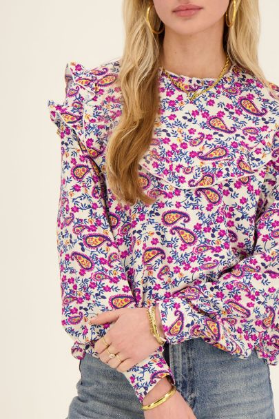 Witte top met paisley print