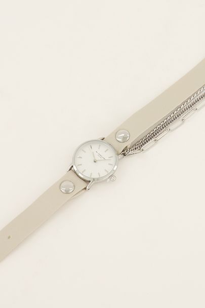 White watch with double strap