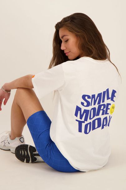 White 'smile more today' T-shirt