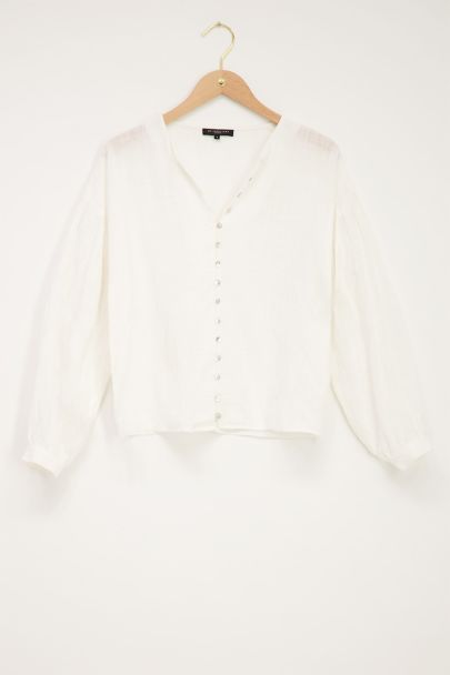 White linen look blouse