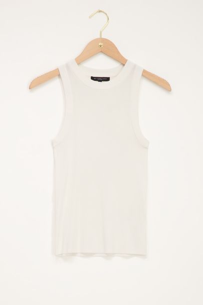 White high neck sleeveless top