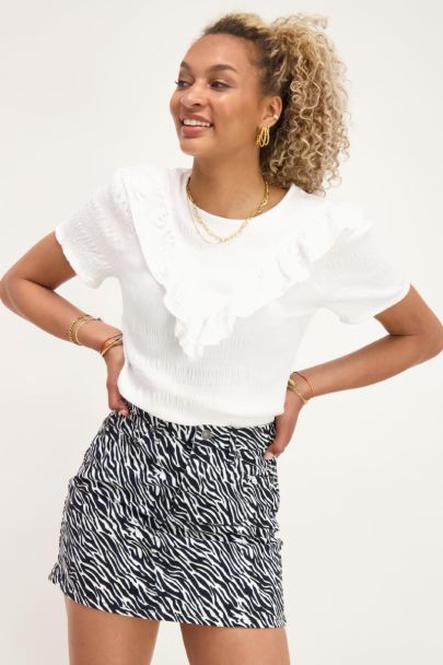 White top with smock & ruffle