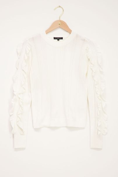 White structured ruffled top 