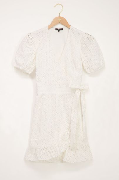 White crochet wrap dress