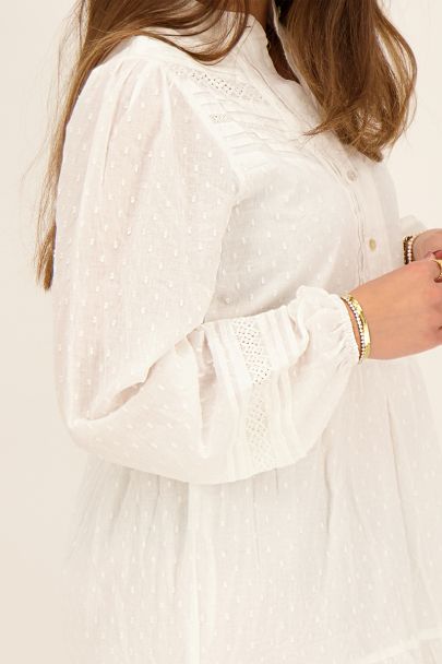 Robe chemise blanche à pois