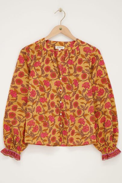 Yellow blouse with floral print