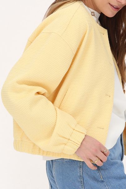 Gelbe Bomber Jacke mit Tweed